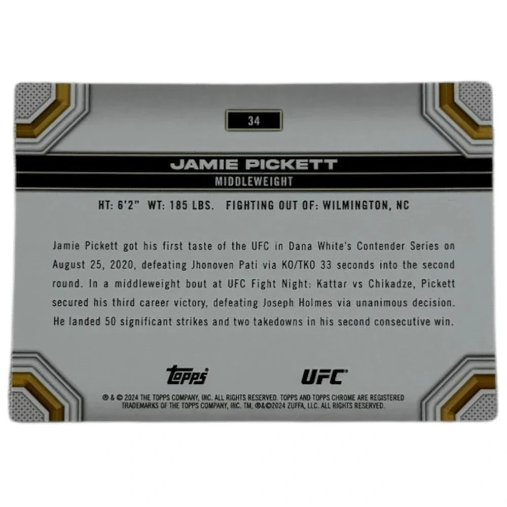 2024 Jamie Pickett‎ RC Topps Chrome UFC X-Fractor Refractor Rookie #34